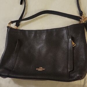 Coach Black Pebbled Leather Shoulder Bag with Gold Hardware